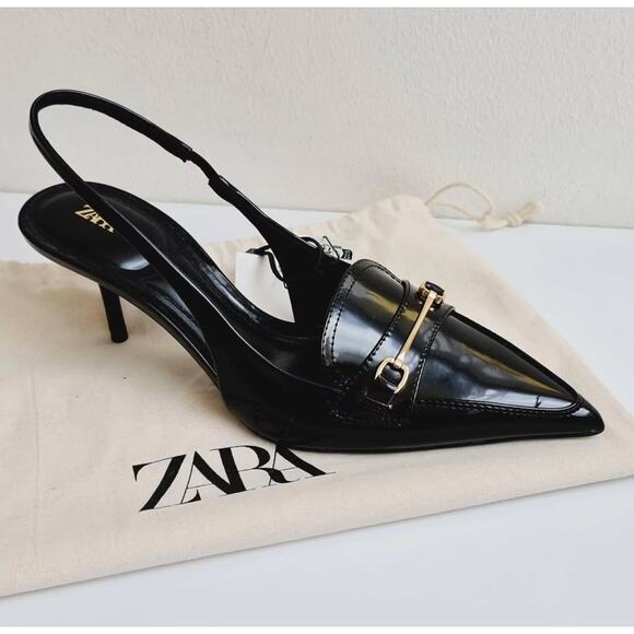 RARE!!! ZARA Embellished Slingback Shoes NWT - Picture 16 of 17